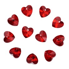 Pandahall 100pc Dark Red Handmade Glass Pendants Charms In Faceted Heart Shape With Baking For DIY Jewelry 14*14mm 2024 - buy cheap