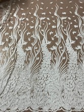 5yards S-5158 sequins glitter print french mesh tulle lace fabric fast shipping on stock 2024 - buy cheap