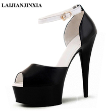 LAIJIANJINXIA, nuevas sandalias sexis de primavera para mujer de 15 cm, Ultra tacones altos, sandalias de plataforma Zapatos de baile de barra para fiesta de boda, zapatos de baile 2024 - compra barato