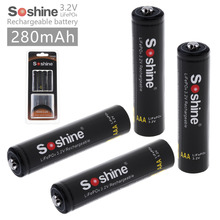 4pcs/lot Soshine 10440 280mAh 3.2V LiFePO4 Rechargeable AAA Battery + Portable Battery Box + 2pcs Battery Connectors 2024 - buy cheap