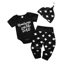 0-18M Toddler Baby Boy Girl Clothes Sets Funny Romper+Long Pants Leggings Hat Outfit Kids Clothing 3pcs 2024 - buy cheap