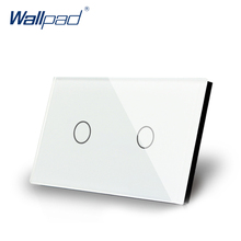 2 банды 1 способ вентилятор сенсорный выключатель US/AU стандартный Wallpad сенсорный экран светильник переключатель белый кристалл стекло панель 2024 - купить недорого