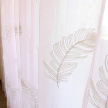 Yvonicky-Cortinas de tul con plumas bordadas para dormitorio, paneles transparentes de gasa para puerta y ventana, color rosa 2024 - compra barato