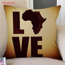 I love Africa Art African Map Quotes Inspiration Spirit Letter Print Sofa Decorative Throw Pillow Case Cotton Linen Cushion Case 2024 - buy cheap
