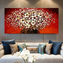 Pintura de flores em tela, quadros para sala de estar, paleta de decoração, faca de textura 3d, decoração floral em acrílico 2024 - compre barato