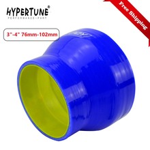 Frete grátis mangueira de silicone azul e amarelo 3 "-4" 76mm-102mm redutor de junção reta embutido 2024 - compre barato