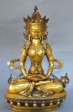Tibetano, estatua de Buda budista, latón dorado, tara Blanca, kwan-yin diosa GuanYin 2024 - compra barato