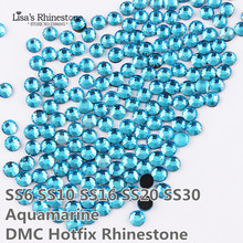 Aquamarine Natator Hotfix Strass ss6 ss10 ss16 ss20 ss30 de Cristal de Vidro Para Decoração de Casamento DIY DMC Hot Fix Strass 2024 - compre barato