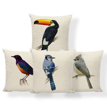 Goldfinch Macaw Toucan Cushion Covers Blue Jay Bird Pillow Nordic Style Hotel For Kids Pillowslip Covers Small Burlap Colorful 2024 - buy cheap