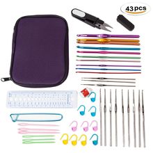 DIY Crochet Hook Set Knitting kit Tool case Gauge Scissors Aluminum Handle Yarn Knitting Needles Sewing Tool Crocheting Supplies 2024 - buy cheap