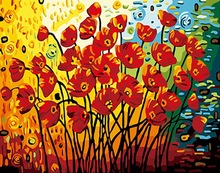 Frameless painting by numbers paint by number for home decor canvas painting 4050 red poppies 2024 - buy cheap