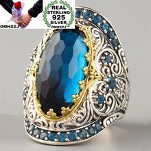 OMHXZJ Wholesale European Fashion Woman Man Party Wedding Gift Vintage Topaz 925 Sterling Silver 18KT Yellow Gold Ring RR366 2024 - buy cheap