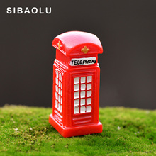 Red Telephone Booth Figurine home decoration mini fairy garden cartoon Building statue miniature ornament toy resin craft TNB011 2024 - buy cheap