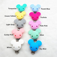 Chenkai 50PCS BPA Free Silicone Teether Clips Pacifier DIY Baby Mouse Animal Nursing Jewelry Toy Dummy Chain Holder clips 2024 - buy cheap