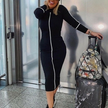 New Women Sheath Long Sleeve Pencil  Dress Lady Slim Fit Vestidos Female Bodycon Clubwear Party Midi Dresses 2019 Autumn Winter 2024 - buy cheap