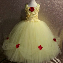 Шикарное платье-пачка принцессы Белль с цветочным рисунком для свадебных торжеств для девочек; Вечерние Платья с цветочным принтом для маленьких девочек; Детская одежда для девочек 2024 - купить недорого