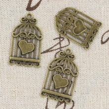 6 pçs encantos birdcage coração 20x33mm antigo fazer pingente apto, vintage tibetano bronze prata cor, diy artesanal jóias 2024 - compre barato