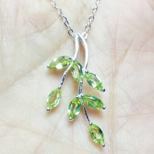 Natural real peridot leaf style necklace pendant Free shipping 925 sterling silver 0.25ct*7pcs gemstone Fine jewelry C9021801 2024 - купить недорого