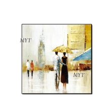 No Framed Hand-painted abstract oil painting on Canvas couple on street scenery wall decor for living room bedroom Home decor 2024 - buy cheap