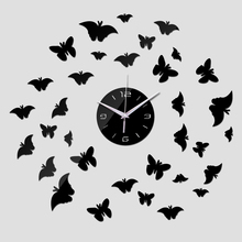 wall clock cartoon design diy clocks reloj de pared quartz watch large decorative living room acrylic 3d butterfly stickers 2024 - buy cheap