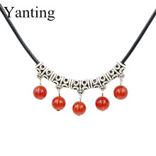 Yanting new arrival red black natural onyx choker necklaces for women Tibetan Ancient color style long chain with pendant  0655 2024 - buy cheap