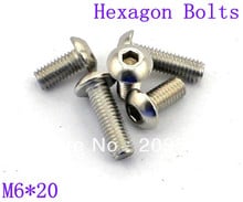 100 peças rosca métrica m6 * 20mm parafusos hexagonal de aço inoxidável dentro redondo 2024 - compre barato