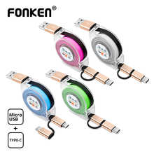 FONKEN  2 in 1 USB Cable Micro USB Type C Phone Cable Retractable mini Type-C Fast Charging Cord Data Transmission Mobile Cables 2024 - buy cheap