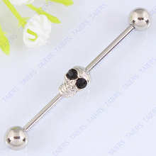 Navel bar Barbell Skull belly button ring fashion body piercing jewelry navel ring 14G 316L surgical steel bar Nickel-free 2024 - buy cheap