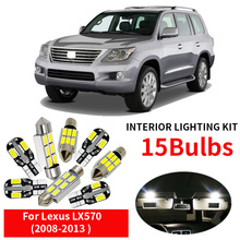 15 Uds. kit de luces de cortesía Led blancas para el maletero Interior de Lexus LX570 12V Canbus Car Styling 2008-2013 2024 - compra barato