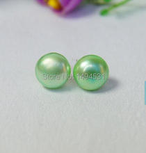 Wholesale Pearl Jewelry, Bridesmaid Wedding Gift Earrings,Green Genuine Freshwater Pearl Earring ,Sterling Silvers Stud NE-98 2024 - buy cheap