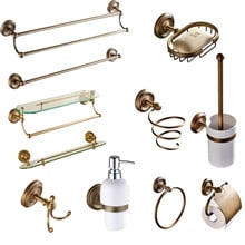 Luxury bathroom hardware set Solid Brass Antique hairdryer bathroom accessories products J308 2024 - buy cheap