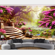 Beibehang papel de parede personalizado sala de estar quarto mural fashion jardim madeira paisagem 3d fundo parede pintura decorativa 2024 - compre barato