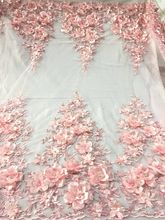 Tulle Lace Fabric 3D flower High Quality Beaded Lace Fabric Beautiful Applique Nigerian Lace Fabric L-3416 For Wedding 2024 - buy cheap