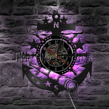  Marine Nautical Steering Wheel  LED Wall Lamp Anchor Ship Wheel Sailors Vinyl Record Wall Clock Decorative Lighting 2024 - buy cheap