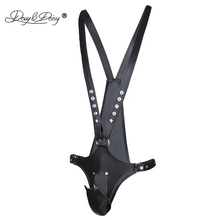 DAVYDAISY Men Sexy Adjustable Bodysuits Open Crotch PU Leather Suspender Trousers Sexy LingerieUnderwear Male Costumes TE514 2024 - buy cheap