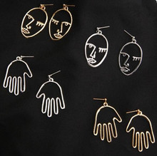 ey351 European punk Fashion Hollow Face / Hand palm Big circle Heart Earrings For Women jewelry accessories 2019 2024 - buy cheap