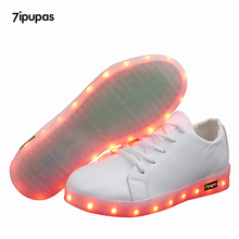 Ipupas sapato feminino masculino e feminino, calçado com luz de led brilhante, com usb, tênis luminoso, para meninos e meninas, chinelos de led 2024 - compre barato