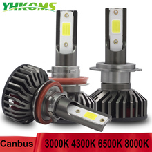 Светодиодный мини-светильник YHKOMS Canbus H8 H11 3000K 4300K 6500K 8000K H4 H7 9005 9006 880 881 H1 H3, фара для автомобиля, противотуманный светильник 2024 - купить недорого