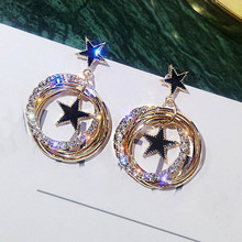 Multilayer Circle Star Rhinestone Drop Earrings Jewelry Fashion 2019 European Statement Square Earrings For Women Bijoux Gift 2024 - buy cheap