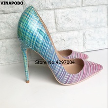 Gradient Color Women Pumps High Heels Party Shoes Pointed toe Patent Leather Pumps Mixed Color Dress Shoes Stilettos Heel Pumps 2024 - buy cheap