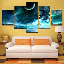 Canvas Painting Wall HD Printed Modern Art Poster 5 Panels Dragon Night Scene Modular Unframed Pictures Home Decor Living Room 2024 - buy cheap