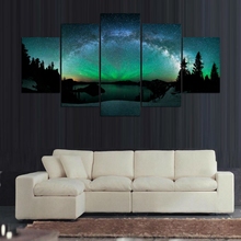 5 painel hd imprime luz do norte estrela noite paisagem quadros da arte parede da lona posters sala de estar decoração casa 2024 - compre barato