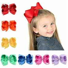 6" Big Ribbon Bows With Clips Girls Solid Ribbon Hair Bows little girls Boutique Hair Accessories Kids Hairpin 30Pcs/lot 2024 - buy cheap