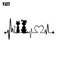 YJZT 19*8.2CM Dog & Cat Heartbeat Car Window Decoration Decal Fashion Cartoon Stickers Car Accessories C6-0802 2024 - buy cheap