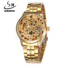 Relogio Masculino SHENHUA Skeleton Watch Men Luxury Gold Automatic Self-Wind Mechanical Wrist Watches For Men Men Wristwatch 2024 - buy cheap