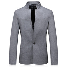 Autumn Classic Grey Stand Collar Men Suit  Jacket Asia Size S - 5XL  Men Leisure Suit Coat Slim Design Men Blazer 2019 2024 - buy cheap