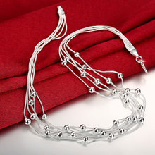 Colar com pingente de cobra cinco linhas, colar feminino banhado a prata, corrente gargantilha joias presente de natal 2024 - compre barato
