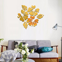 Adesivo de parede espelhado 3d flor de parede, decoração para sala de estar, decalque para parede, mural artístico, posteres acrílico, decoração de parede 2024 - compre barato