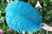 natural blue ostrich feather 45-50 cm / 18 to20 inches 50 pcs ostrich feather for wedding decorations high quality plume 2024 - buy cheap