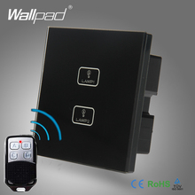 Interruptor de toque remoto Wallpad, interruptor de pared de cristal negro de alta calidad, LED remoto de 2 entradas, 110 vías, luz de pared para Hotel, 250-2/3 V 2024 - compra barato